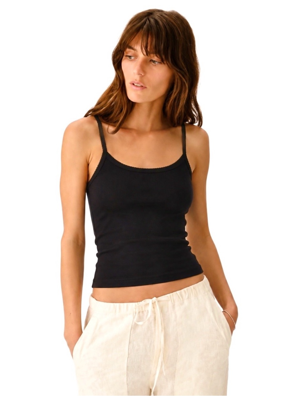NWOT Petit Bateau Black Slim Strap Soft Cotton Camisole Tank | Women’s Small